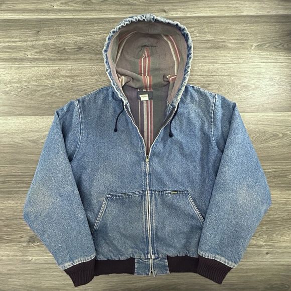 Vintage 80s Oshkosh Denim Jacket Coat Adult Large Tall Blanket Lined Jean ASAP